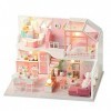 Kit Miniature de Maison de poupée Bricolage 3D avec Anti-poussière Appartement Loft Meubles de Maison de poupées Lumières LED