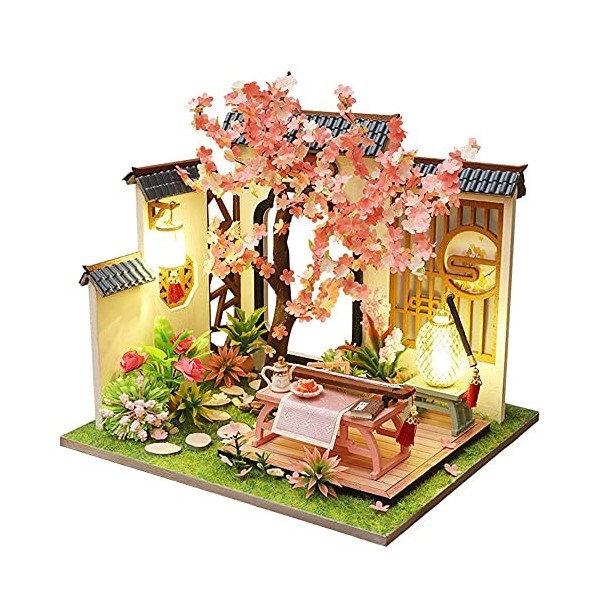 Kisoy Maison de poupée miniature avec kit de meubles, fait à la main, studio dart chinois, modèle de maison pour adolescent,