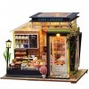 DIY Miniature Dollhouse Kit 3D Street Cake Shop Modèle en Bois Magasin De Bonbons Assemblé À La Main Maison De Poupées Créati