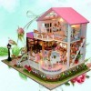 Zhangl 3D Puzzles Miniature main en bois Dollhouse bricolage Kit - doux romantique Princesse Rose Ville Série Dollhouses Acce