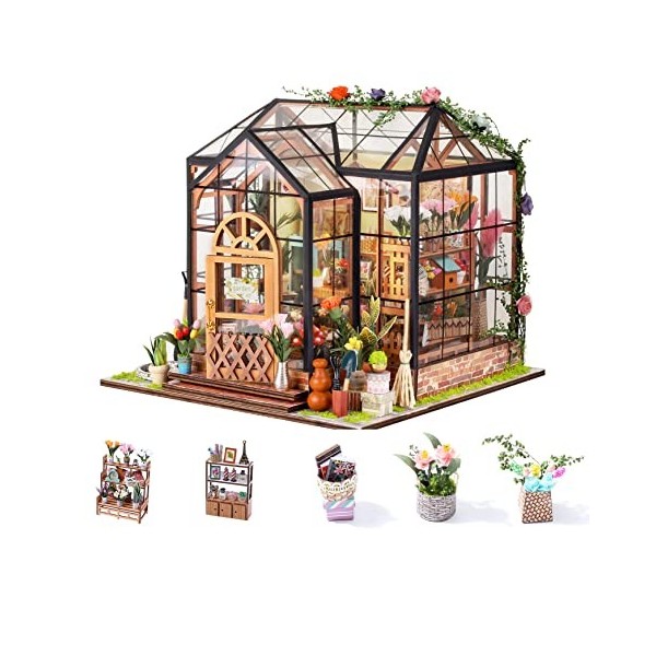 Flever Maison de poupée miniature DIY maison kit créatif chambre avec meubles pour cadeau romantique Saint-Valentin Jennys 