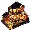 Kit de maison de poupée bricolage de style japonais meubles miniatures faits à la main lumières LED kit de maison de poupée e