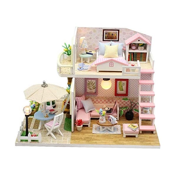 ZETZU 3D en Bois Miniature Maison De Poupée Faite À La Main, Kit Créatif Modèle De Maison De Poupée - Idéal pour Noël Et Cade