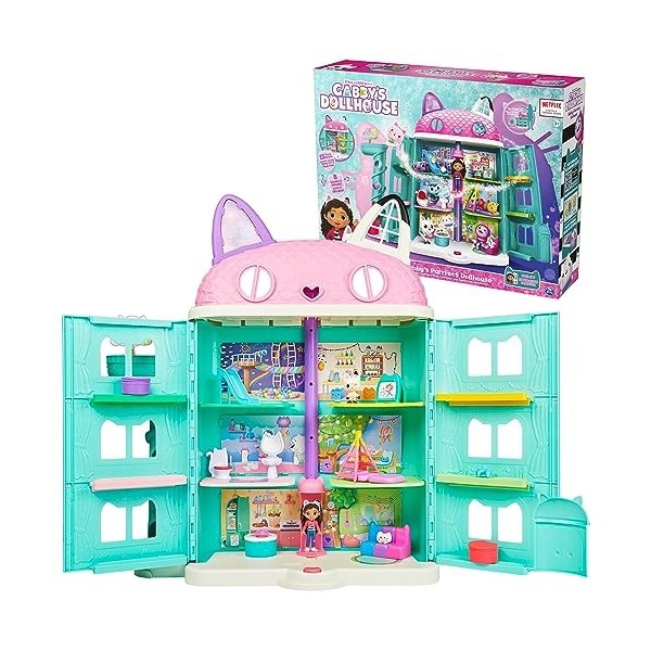 Gabbys Dollhouse, Purrfect Dollhouse with 15 Pieces Including Toy Figures, Furniture, Accessories and Sounds, Kids Toys for 