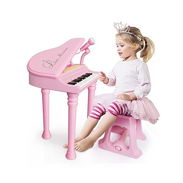 Piano Toys Clavier pour filles de 1 an et plus - Cadeau danniversaire pour  tout-petits - Instrument de musique avec tabouret