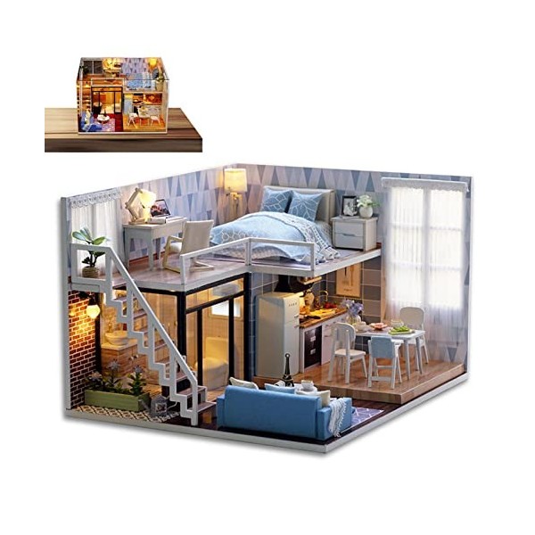 Yeling 3 Pcs Maison poupée | Kit Petite Maison,Meubles en Bois Miniature avec Manuel électronique en Anglais, Mini Jouets Mai