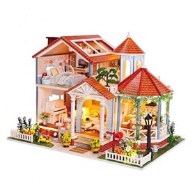 Amagogo Ensemble de Meubles de Maison de Poupée de Construction de Chalet 3D pour Cadeau de Filles