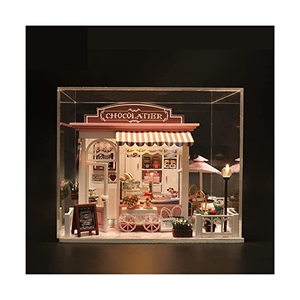 Kit de maison de poupée bricolage, kit de construction de maison de poupée miniature faite à la main, avec housse anti-poussi