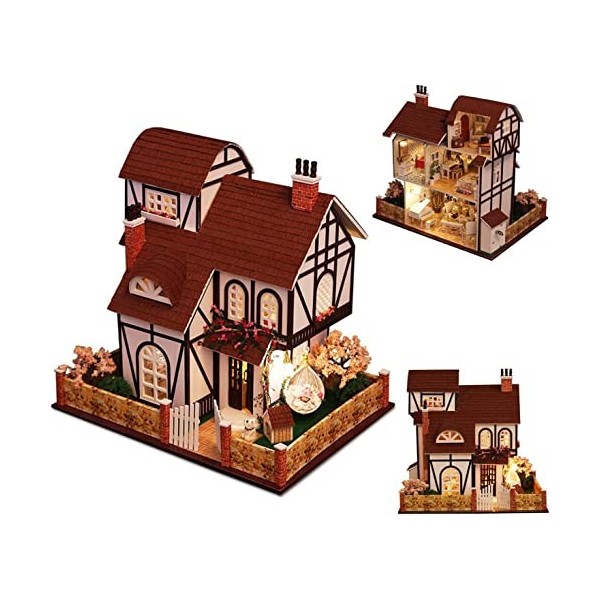 DTREEL DIY Miniature, Kit de Maison de poupée avec Meubles en Bois Modèle Maison en Bois à léchelle 1:24 avec Mouvement de M