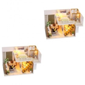 Toyvian Jouets Éducatifs 2 Pièces Miniatures Kit Miniature Maison Miniature Mini Maison Kit Maison Modèle Bricolage Maison Pu