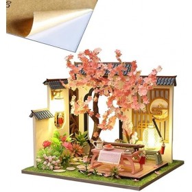 4 Ensembles de modèles de Chalet dart Chinois 3D Kits de Maison de poupée Miniature en Bois Architecture Classique Bricolage