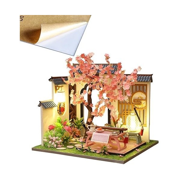 4 Ensembles de modèles de Chalet dart Chinois 3D Kits de Maison de poupée Miniature en Bois Architecture Classique Bricolage