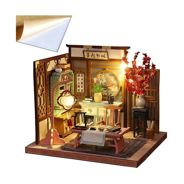 4 Ensembles de modèles de Chalet dart Chinois 3D Kits de Maison de poupée Miniature en Bois Architecture Classique Bricolage