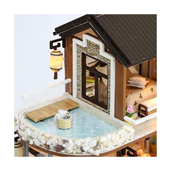 LANGWEI Dollhouse DIY Miniature Room Set, Old Town Villa LED lumières Miniature Meubles Assemblage Modèle Jouets | Kit DIY Do