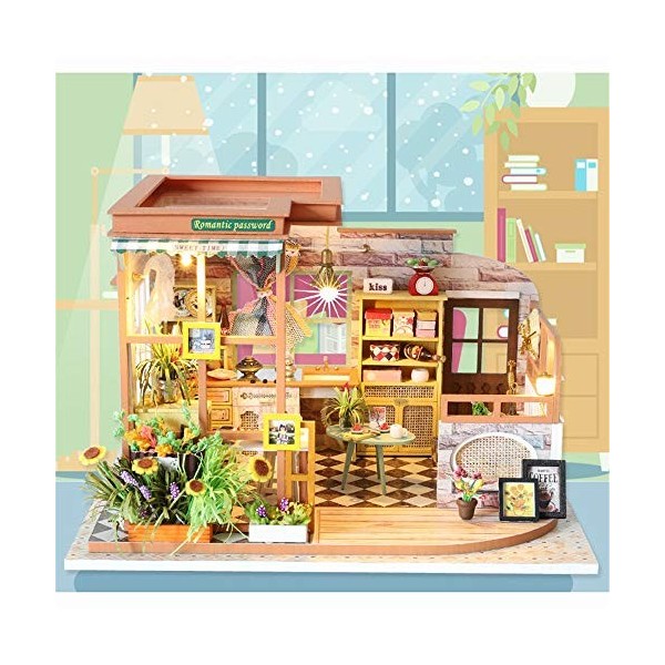 Kits de Maison Bricolage Salle Miniature Set-Woodcraft Construction Kit Modèle bâtiment en bois Set-Mini Maison artisanat Les