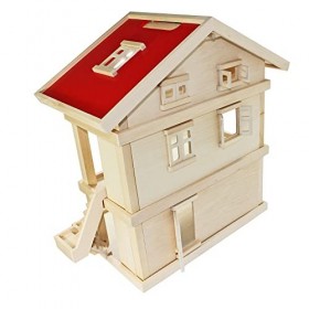 Villa Freda Villa en bois Villa de ville et meubles de maison de poupée 26 pièces 3 étages Poignée de transport 46 x 35 x 58 