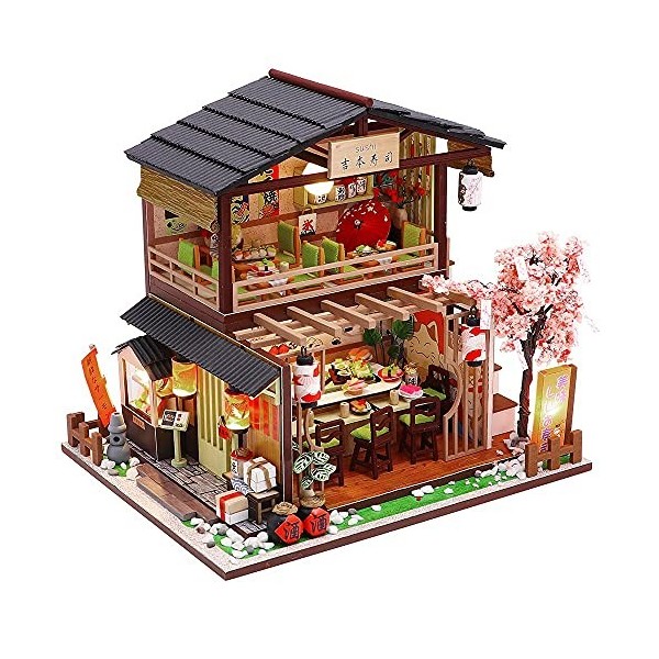 Maison de poupée miniature en bois à monter soi-même, kit de maison de poupée avec housse anti-poussière, mini maison de poup