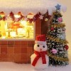 predolo Maison de Poupée de Noël en Bois Miniature Créative avec Poupée Dassemblage de Lumière LED de Meubles