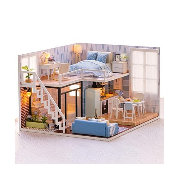 Jikiaci 3 Pcs Maison poupée Miniature - Kit Miniature Maison poupée - Meubles Miniatures en Bois et PP Mini Maison Verte avec