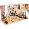 AKAZI Kit de Meubles de Maison de poupée Miniature Bricolage Chambre de poupée Lumineuse Maison modèle Kits dartisanat avec 