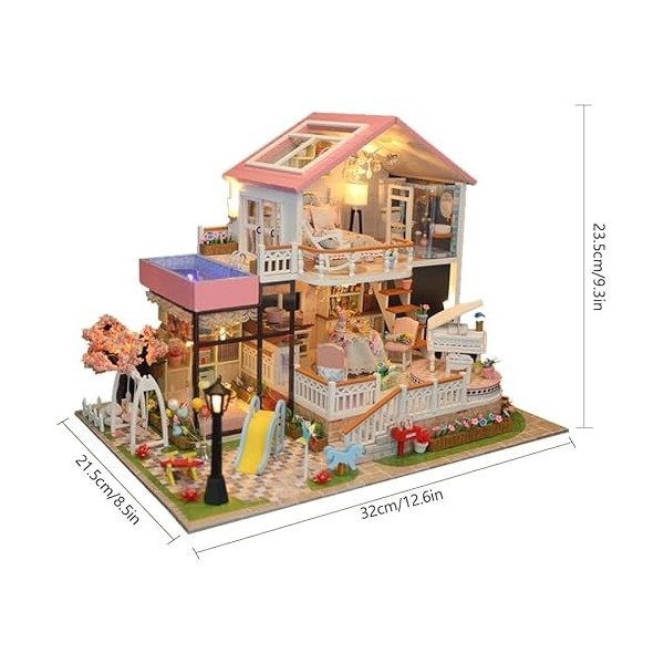AKAZI Kit de Maison de poupée Miniature, décoration de Maison de kit de Diorama, kit de Cabine Miniature avec Meubles de Mais