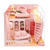 Kit de Maison de poupée Miniature à Monter soi-même avec Housse Anti-poussière Modèle en Bois Puzzle Artisanat Jouets Accesso