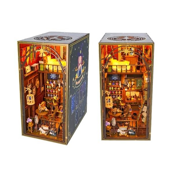 Flever Kit miniature 3D en bois pour coin de livre - Décoration détagère - Puzzle 3D en bois pour serre-livres créatifs - Va