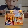 LOBOY 3 Pcs Maison poupée - Fabrication Mini Maison | Meubles Miniatures en Bois et PP Mini Maison Verte avec LED Meilleurs C