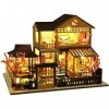 AKAZI Kit de Meubles Miniatures en Bois Kit de Maison de poupée Bricolage avec LED Outils de Bricolage Cadeau danniversaire 