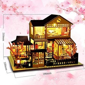 AKAZI Kit de Meubles Miniatures en Bois Kit de Maison de poupée Bricolage avec LED Outils de Bricolage Cadeau danniversaire 