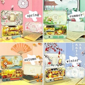 AKAZI Boîte de Printemps, dété, dautomne et dhiver 4 Saisons, kit de Maison de poupée en Fer, Mini boîte de Paysage, Style