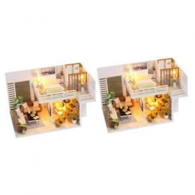 ibasenice 2 Pièces Kit Miniature Miniatures Mini Maison Kit Maison Modèle Miniature Maison Bricolage Maison Assemblé Enfant F