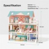 ATHRZ Maison de poupée en bois à partir de 3 ans - Meubles miniatures en bois pour filles - Accessoires pour poupées entre vi