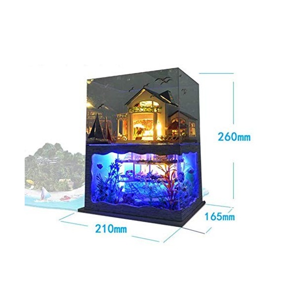 TUANTUAN 1 ensemble maison de poupée miniature hawaïenne avec housse de lumière, décoration cadeau pour adultes, enfants, cad