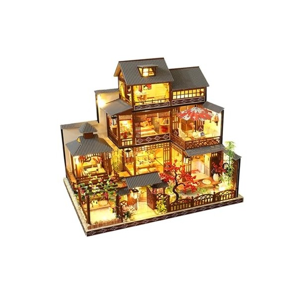 Fonowx Kits de Maisons de poupée Miniatures à Monter soi-même, avec Couvercle Anti-poussière, échelle 1:24, bâtiment créatif