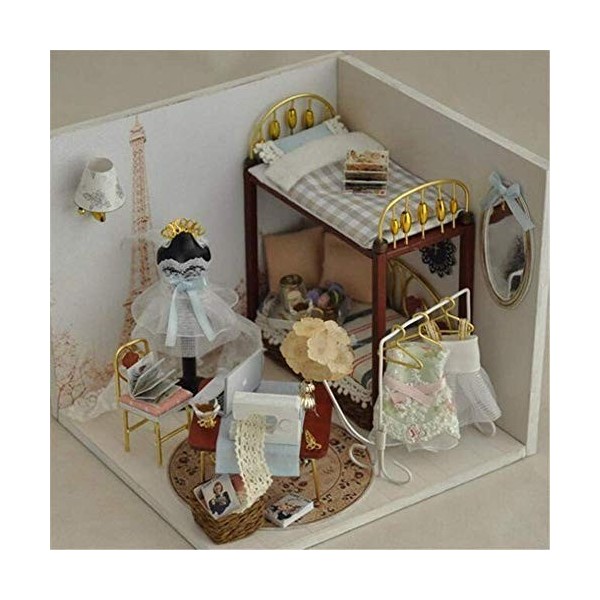 Puzzles 3D Maison De Poupée Miniature avec Meubles, Kit De Maison De Poupée Bricolage Plus Anti-Poussière Et Musique, Salle C