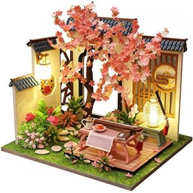 Kit de Maison de poupée Bricolage, modèle de Construction Fait Main de Maison de poupée Miniature avec Meubles, Piano/échecs/