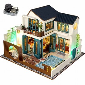 XLZSP Kit de maison de poupée en bois à faire soi-même avec mouvement musical fait à la main avec accessoires et salle créati