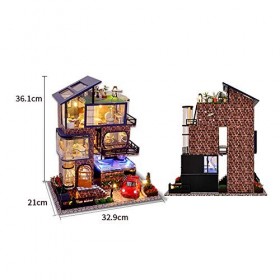 luckiner Kit de modélisme miniature en bois lumineux avec housse anti-poussière et musique fait à la main