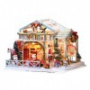 HLONGG Nuit de Noël DIY Mini Dollhouse Kit avec mobilier de Musique Miniature en Bois 3D pour Construire Une idée Artisanale 