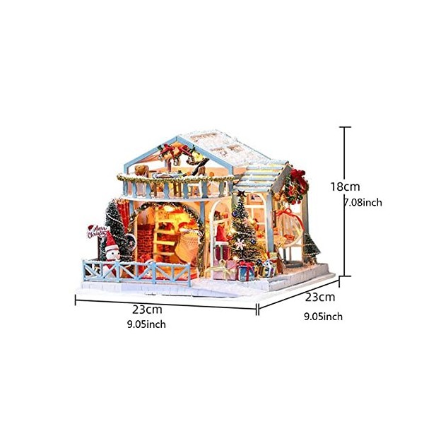 HLONGG Nuit de Noël DIY Mini Dollhouse Kit avec mobilier de Musique Miniature en Bois 3D pour Construire Une idée Artisanale 