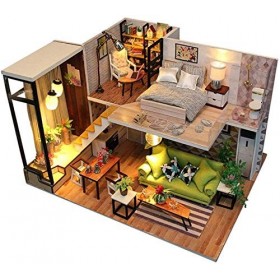 ZETZU DIY Wooden Handmade Miniature Kits De Modèle De Maison, 3D Dollhouse Modèle DAssemblage Le pour Les Garçons Les Filles