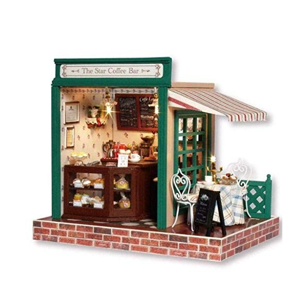 NXYDQ Bricolage Dollhouse Meubles en Bois Miniature Kit, Main Mini Craft House Plus Dust Cover & LEDlight, Cadeau danniversa