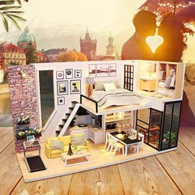 XBSLJ Maisons pour poupées Kit de Maison de poupée Miniature Bricolage avec Accessoires de Meubles Cadeau créatif pour Les Am