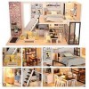 XBSLJ Maisons pour poupées Kit de Maison de poupée Miniature Bricolage avec Accessoires de Meubles Cadeau créatif pour Les Am