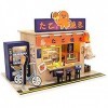 Maison De Poupée Miniature Modèle Teriyaki Shop avec Meubles Et Accessoires, Salon Chambre Cuisine Salle De Bain pour Cadeau 