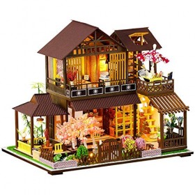 MXXHFC Kit Miniature de Maison de poupée Bricolage avec Meubles, Maison Miniature en Bois 3D avec kit de Maison de poupées Mi