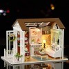 Maison De Poupée Miniature en Bois Bricolage avec Meubles Et Accessoires, Cadeau De Salle De Bain De Cuisine De Chambre À Cou