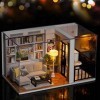 Bricolage Maison De Poupée Miniature en Bois avec Meubles Assemblés À La Main Kit De Modèle De Maison 3D avec Couvercle Anti-