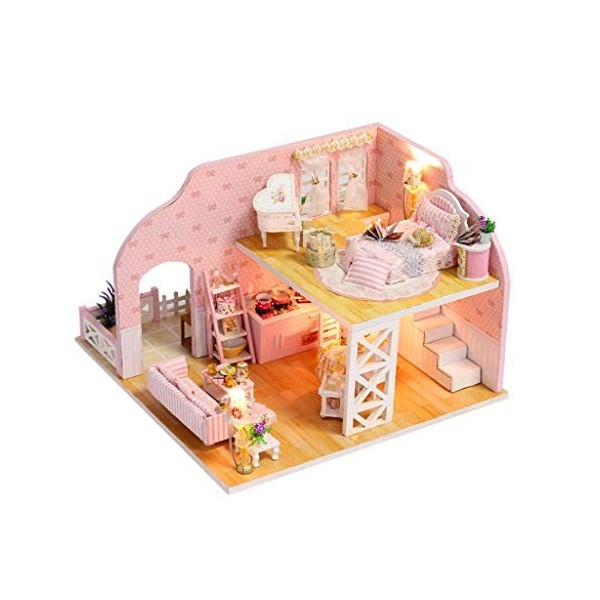 NXYDQ Poupée en Bois Miniature Maison modèle, Maison de poupée avec des Meubles, Bricolage Kit Plus étanche à la poussière